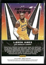 2019-20 Donruss #4 LeBron James Fantasy Stars