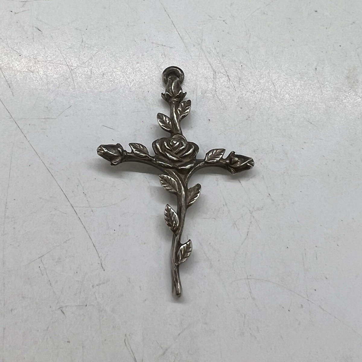 James Avery Sterling Silver Rose Bud Cross Pendant - Main Image