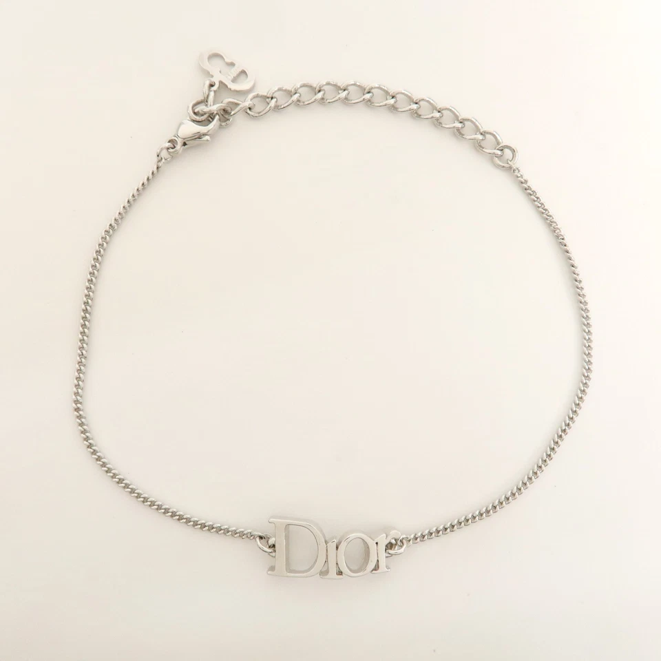 Brazalete Brazalete Metal Christian Dior Logo Plateado Auténtico Usado Envío Gratis Foto 3 de 4