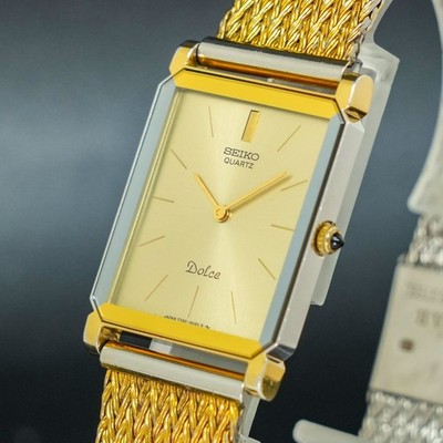 Vintage 1985 [MINT] SEIKO Dolce 7730-5020 Silver Square Gold Tank