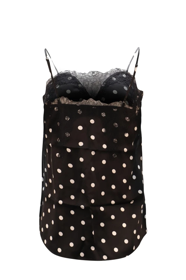 Camisa feminina Cami Nyc bolinhas namorada estampa seda preta XS - Imagem 2 de 4