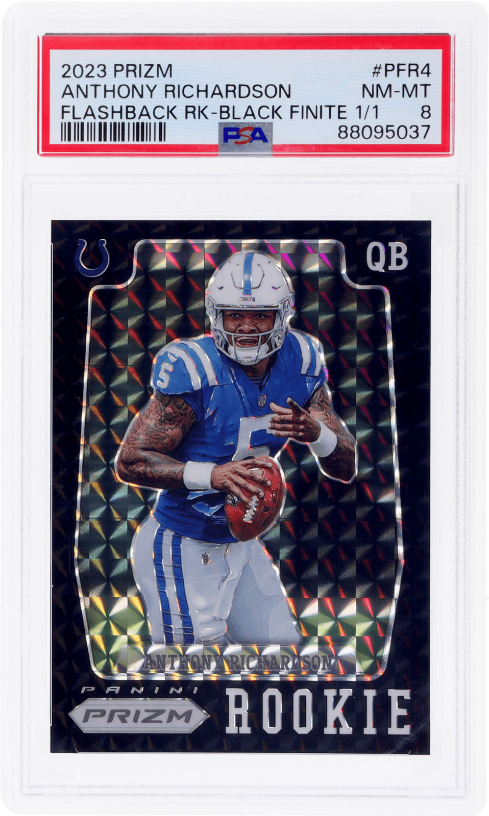 2023 Panini Prizm Anthony Richardson Flashback Rookie Black Finite 1/1 PSA 8 RC