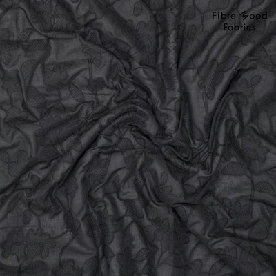 0,5m Fibre Mood gewebte BW, Embroidery Flower, schwarz, 410121 (18,90 EUR/m)