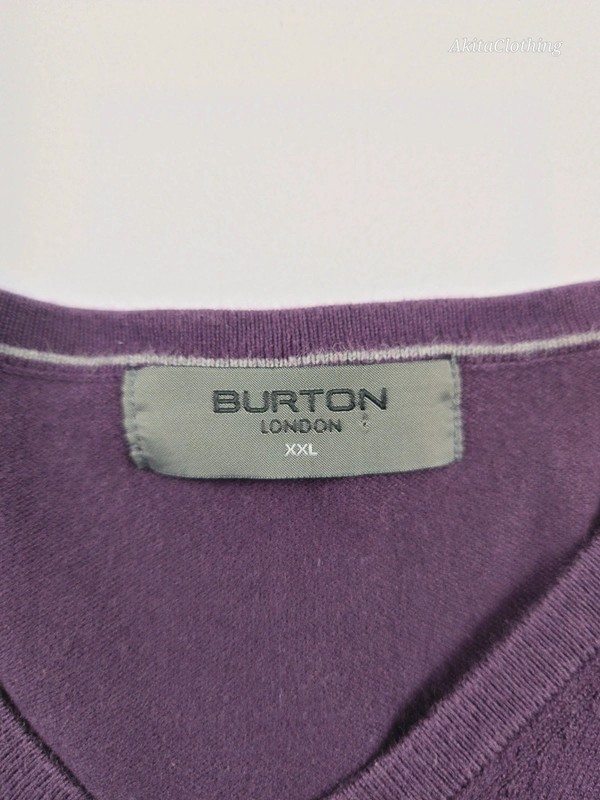 Burton London XXL Purple V-Neck Knit Jumper Pullover Sweater 365 image 3