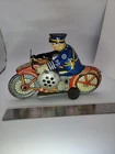 Vintage 1930's Louis Marx Police Motorcycle Tin Litho Wind Up  8.5"