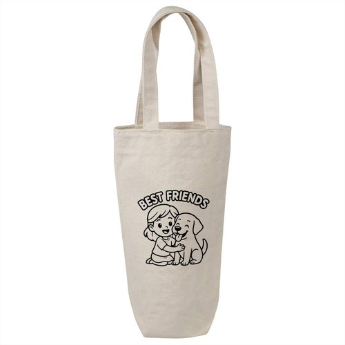 „Beste Freunde Mädchen & Hund“ Baumwolle Weinflasche Geschenk/Reisetasche (BL00044992)