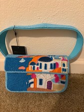 NEW America Beyond Santorini Greece Beaded Bag