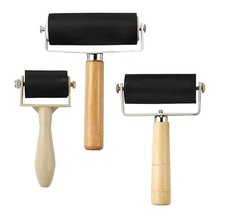 YYaaloa 3 Pack Rubber Roller Brayer Rollers 1.4/2.4/4 beige-1.4/2.4/4 Inch