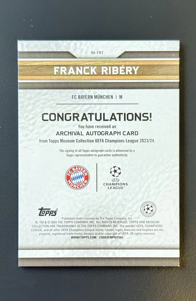 Franck Ribery 04 /10 Auto Autogramm Archival Autograph Topps Museum Collection - Bild 2 von 2