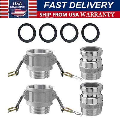 2 Pack Aluminum Camlock Fittings Type B & Type F Cam and Groove Hose Fittings
