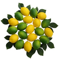 20 PCS Artificial Lemons Limes 25 Lifelike Leaves Fake Fruit Party Decor