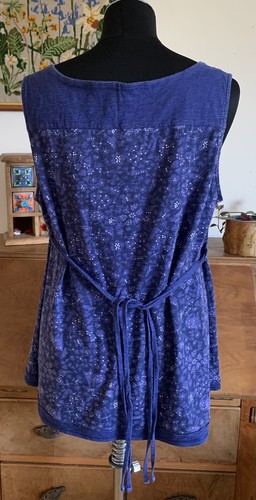 ¡COSAS BLANCAS! TALLA 16! BONITO TOP TÚNICA VERANO AZUL! ¡100% ALGODÓN! En muy buena condición - Imagen 4 de 7