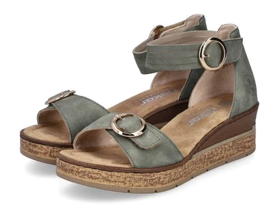 Rieker Sandale Grün Sandalette Riemchensandale Klettverschluss Keilsandale - Bild 1 von 4