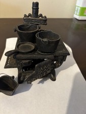 Vintage Crescent Cast Iron Stove Salesman Sample Miniature Pots Pans Accessories
