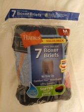 Hanes 7 boys  tagless boxer brief wicking cool comfort Waist Size M 10-12 
