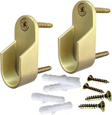 Oval Closet Rod End Supports  Screw on Type  15mm x 30mm  Satin Brass  2 ...