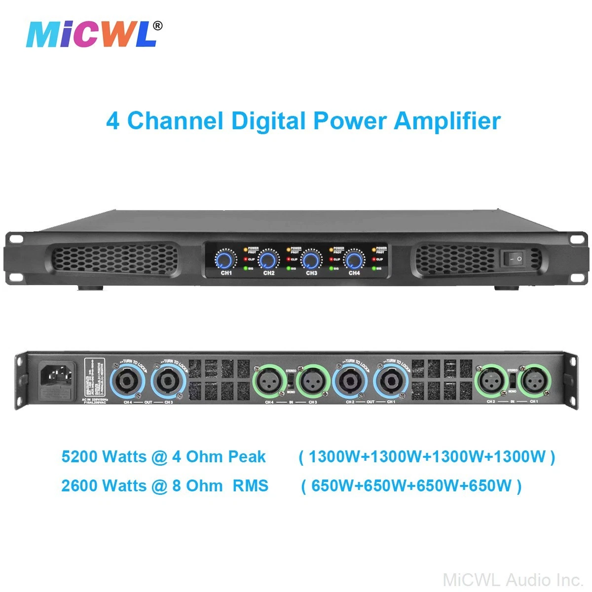 Digital Power Amplifier Stage Audio Speaker 5200W 2600W AMP 2/4 Channel 6000ABK - Picture 9 of 12