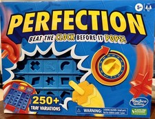 HASBRO Perfection Board Game 250 Tray Variations Beat The Clock Timer Fun