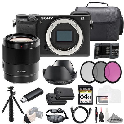 Sony Alpha a6400 + Sony FE 35mm f/1.8 Lens +64GB + Ext Bat+ 3 PC Filter- Kit