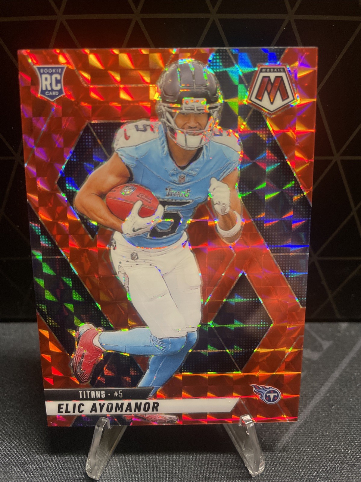 2025 Panini Mosaic - Rookies Elic Ayomanor #333 Red Mosaic Prizm (RC)