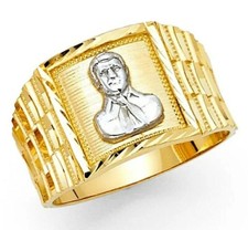 Anillo Hombre Oro Amarillo 14k Sólido Sinaloa Malverde S 8 9 10 11
