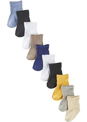 Neu 10er Pack Baby Socken Gr. 10 Taupe + Curry + Beige + Blau Baumwoll-Socke