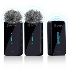 Wireless Lavalier Microphone System, By-xm6 2.4ghz Dual Lavalier Mic Lapel
