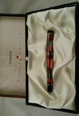   Parker  Duofold Mosaic Red Rollerball Pen New In Box  Very  Rare 