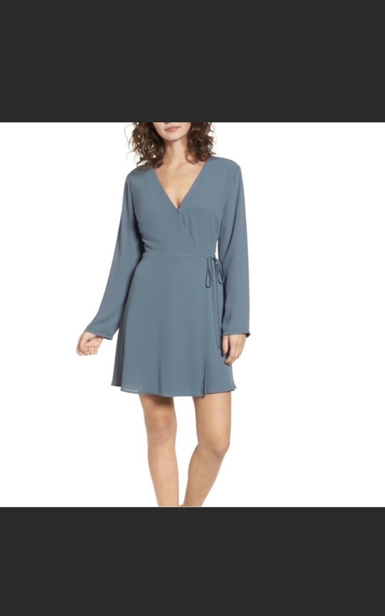 nordstrom wrap dress Women's Midi Dresses embellished 3/4 sleeves Lush Nordstrom Blue Teal Wrap