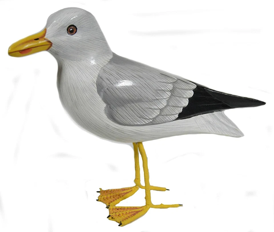 GAVIOTA DE MADERA HECHA A MANO Jardín Costero Estatua Dockside Pájaro Patio Arte Escultura Foto 2 de 2