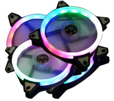 10X  120mm LED bunte  Gehäuse-Lüfter / Fan transparent 12cm ----Bunte Regenbogen