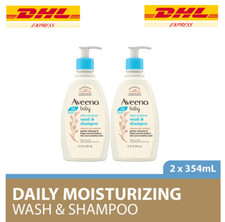 2x Aveeno Baby Wash  Shampoo 354ml   Gentle Daily Cleanser for Sensitive Skin