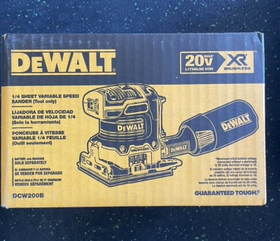 New DeWalt DCW200B 20-V XR Cordless Brushless 1/4 Sheet Variable Speed Sander