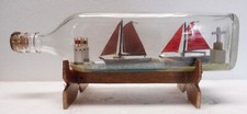 Vintage Diorama In Bottle Boats Sailboats Marine Scene