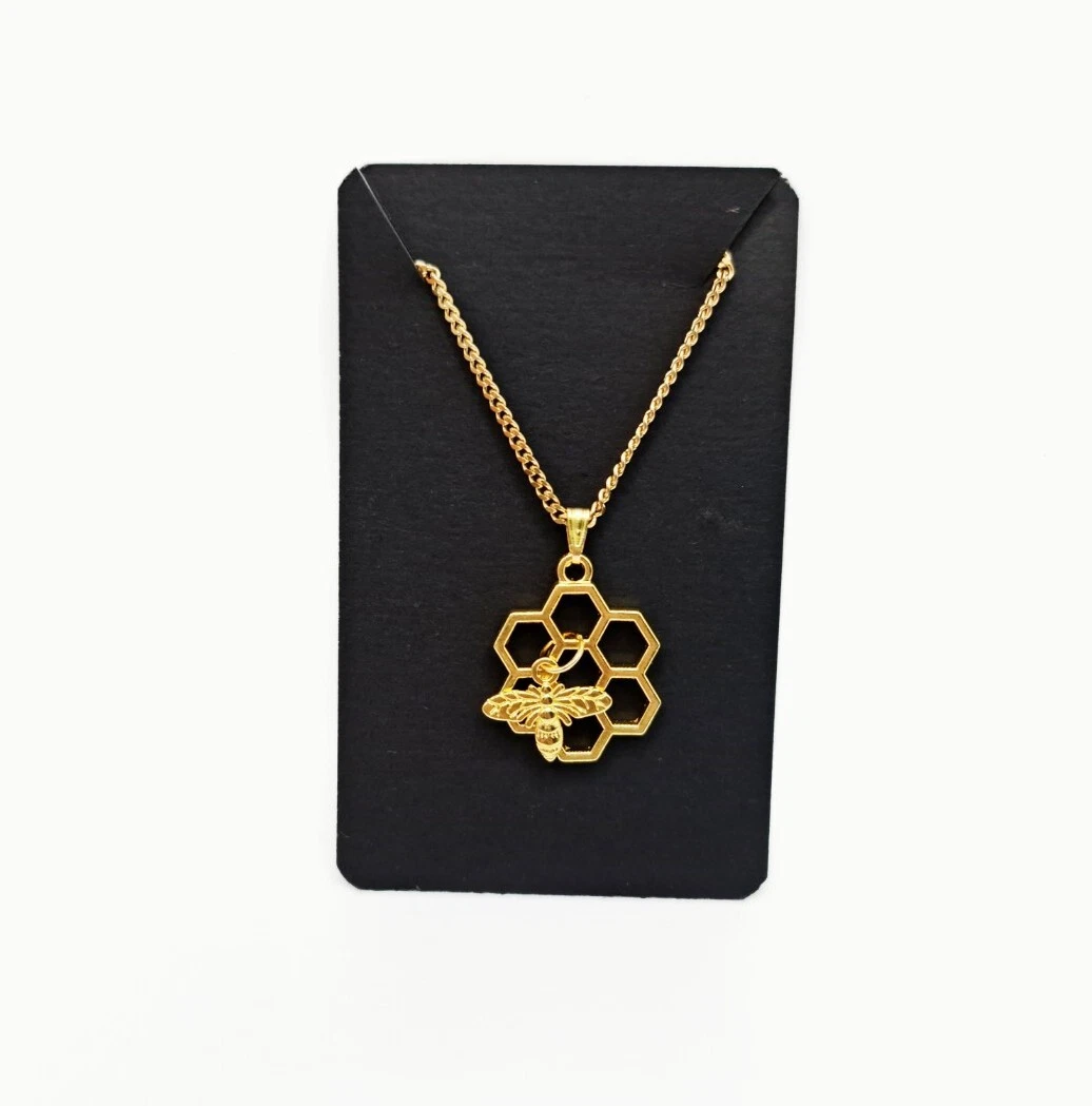 Solid Bumblebee Necklace 14K Yellow Gold 18