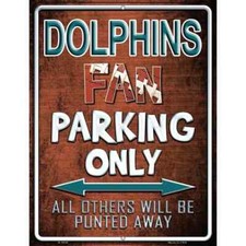 Dolphins Metal Parking Sign 12"x 18" for Home Wall Door Garage Novelty Decor