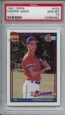 1991 Topps 333 Chipper Jones PSA 10 Gem Mint RC HOF QTY Rookie Braves HOF ROY 