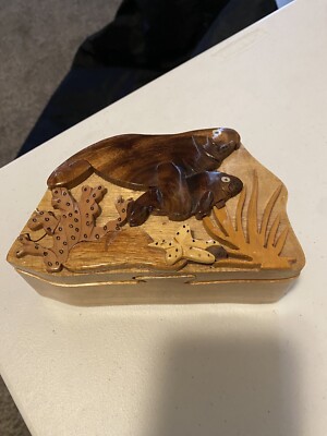 Mother And  Baby Seal Trinket Puzzle Box