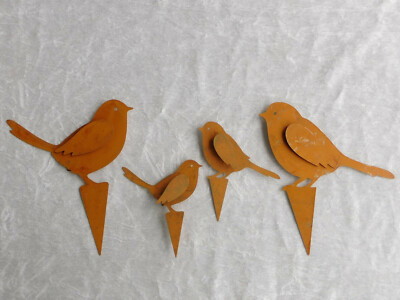 Vogel zum Stecken, Spatz, Metall, Rost, 2 Modelle / 2 Größen Garten Deko