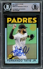 Fernando Tatis Jr. Autographed 2021 Topps Chrome 1986 Refractor Card Beckett W