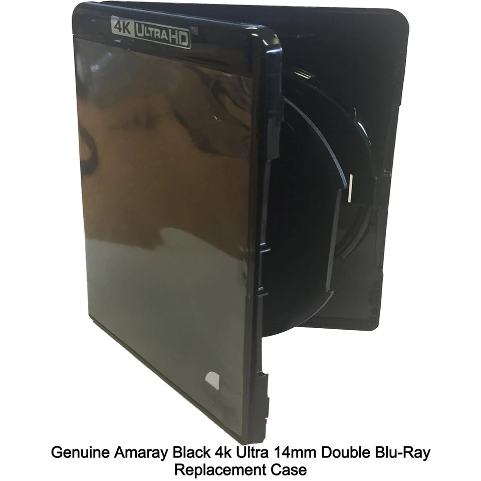 5 x Genuine Amaray Black 4k Ultra HD 14mm 2 Disc Double Blu Ray Replacement Case - Image 3 of 4