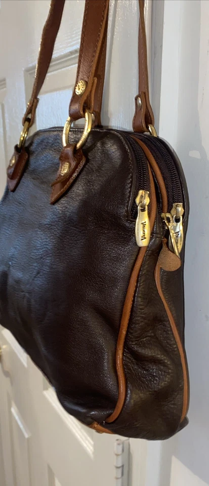 Bolso de Hombro Valentina Hecho en Italia Cuero Guijarro Marrón Foto 2 de 4