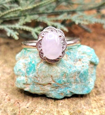 Beautiful Nature White Chalcedony Flower Band Adjustable Ring