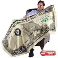 Million Dollar Fortune Blanket Flannel Plush Funny Carpet Home Indoors Camping