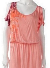 Mudd Juniors Peach Cold Shoulder Light Knit Beach Cover Dress