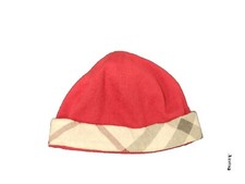 NWT NEW Burberry baby Classic Red Knit With check Print Hat T0
