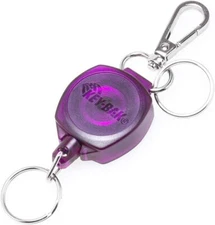 SnapBack Retractable Keychain with 24'' Cut Resistant Cord, Charm Ring and Clip