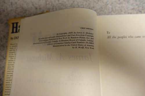 Hawaii by James A. Michener HB Book 1959 1st Printing BOOK #200 6X8.5 - Picture 9 of 12