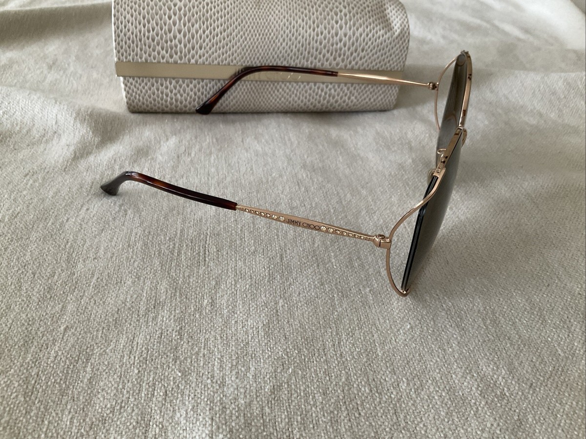 Jimmy Choo Womens Sunglasses Big Gold Rim Rhinestone On Arm  display picture 1
