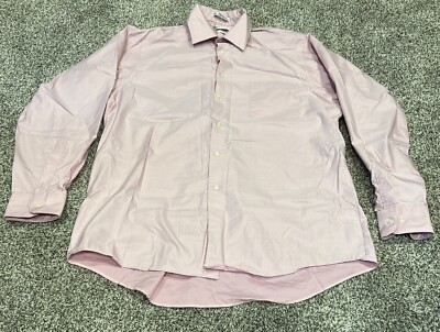 Mens Size 16 1/2 Van Heusen Regular Fit Royal Herringbone Pink Dress Shirt  | eBay